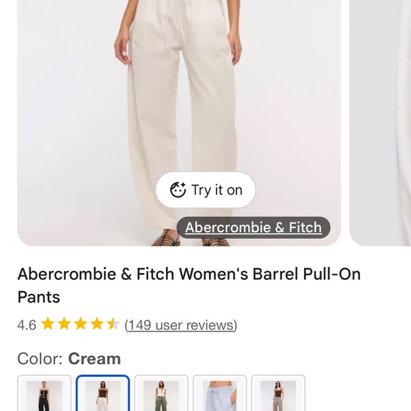 ISO 💎Abercrombie & Fitch Cream barrel pull on pants in medium short - Picture 1 of 2